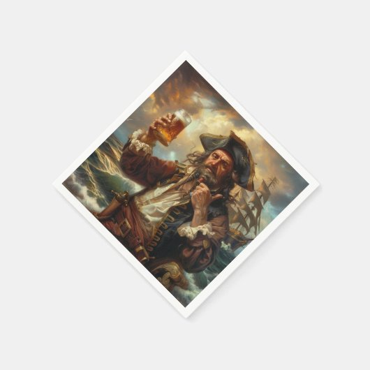 Piraat Man Grot Sigaar Bar Drank Cocktail Servet (Hoek)