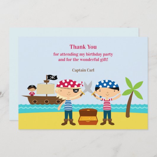 Piraat Maten Bedankkaart (Voorkant / Achterkant)