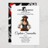 Piraat Meisje verjaardagsfeest uitnodiging (Voorkant / Achterkant)