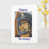 Piraat met baard- en oogpatchbetaalkaart kaart (Gele Bloem)