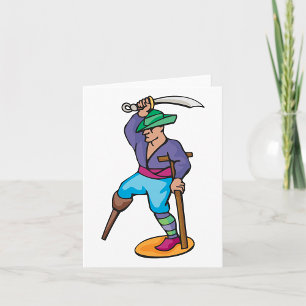 Piraat met houten been en zwaard kaart