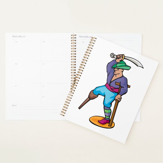 Piraat met houten been en zwaard planner