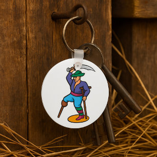 Piraat met houten been en zwaard sleutelhanger