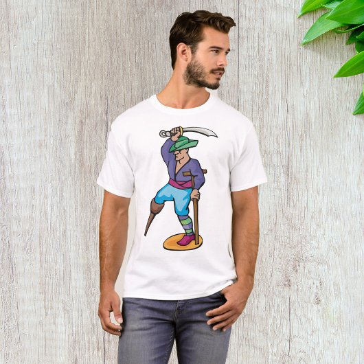 Piraat met houten been en zwaard t-shirt