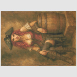 Piraat met vat | Caribische nautische decoupage Tissuepapier