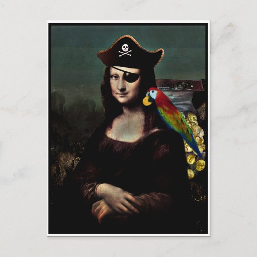 Piraat Mona Lisa met ooglapje Briefkaart (Voorkant)