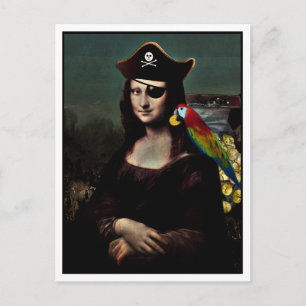 Piraat Mona Lisa met ooglapje Briefkaart