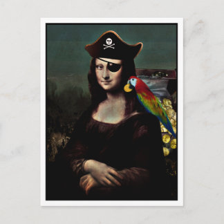 Piraat Mona Lisa met ooglapje Briefkaart