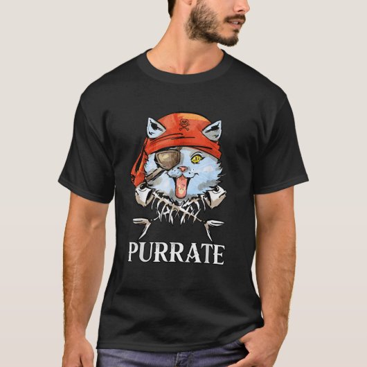 Piraat Mopshond Piratenkat Grappig  T-shirt (Voorkant)