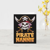 Piraat Nannie Grappige Kapitein Oma Halloween Kost Kaart (Gele Bloem)