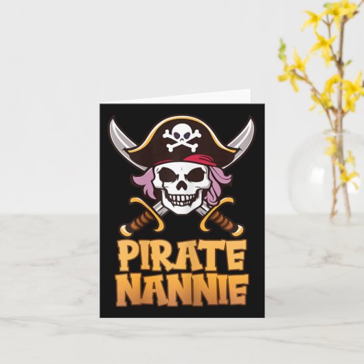 Piraat Nannie Grappige Kapitein Oma Halloween Kost Kaart (Gele Bloem)