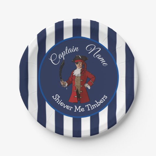 piraat nautische jongen papieren bordje (Voorkant)