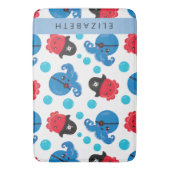 Piraat Octopus, Octopus Patroon, Zee, Jouw naam Badmat (Voorkant Verticaal)