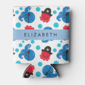 Piraat Octopus, Octopus Patroon, Zee, Jouw naam Blikjeskoeler (Voorkant)