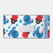 Piraat Octopus, Octopus Patroon, Zee, Jouw naam Bureaumat (Keyboard & Muis)