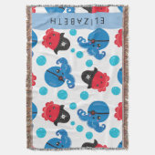 Piraat Octopus, Octopus Patroon, Zee, Jouw naam Deken (Voorkant Verticaal)