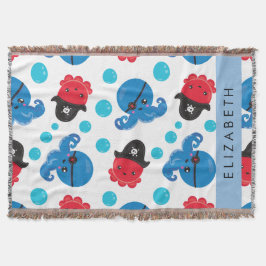 Piraat Octopus, Octopus Patroon, Zee, Jouw naam Deken