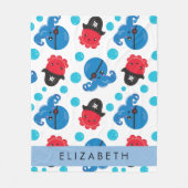 Piraat Octopus, Octopus Patroon, Zee, Jouw naam Fleece Deken (Voorkant)