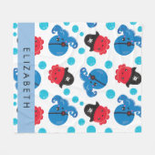 Piraat Octopus, Octopus Patroon, Zee, Jouw naam Fleece Deken (Voorkant (Horizontaal))