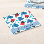 Piraat Octopus, Octopus Patroon, Zee, Jouw naam Kartonnen Onderzetters (Schuin)