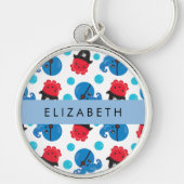 Piraat Octopus, Octopus Patroon, Zee, Jouw naam Ke Sleutelhanger (Voorkant)