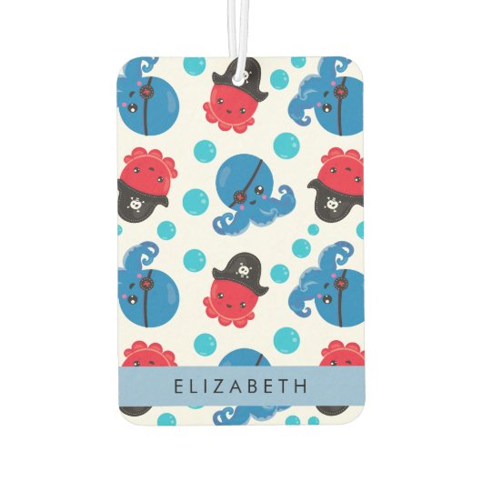 Piraat Octopus, Octopus Patroon, Zee, Jouw naam Luchtverfrisser (Achterkant)