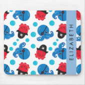 Piraat Octopus, Octopus Patroon, Zee, Jouw naam Muismat (Voorkant)