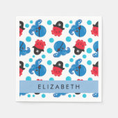 Piraat Octopus, Octopus Patroon, Zee, Jouw naam Servet (Voorkant)