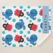 Piraat Octopus, Octopus Patroon, Zee, Jouw naam Sherpa Deken (Voorkant (horizontaal))