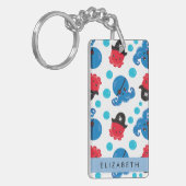 Piraat Octopus, Octopus Patroon, Zee, Jouw naam Sleutelhanger (Voorkant Links)