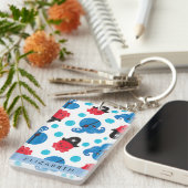 Piraat Octopus, Octopus Patroon, Zee, Jouw naam Sleutelhanger (Voorkant Rechts)