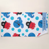 Piraat Octopus, Octopus Patroon, Zee, Jouw naam Strandlaken (Voorkant)