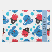 Piraat Octopus, Octopus Patroon, Zee, Jouw naam Theedoek (Horizontaal)