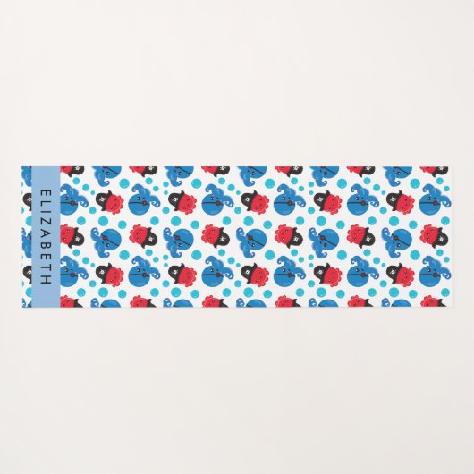 Piraat Octopus, Octopus Patroon, Zee, Jouw naam Yogamat (Achterkant (horizontaal))