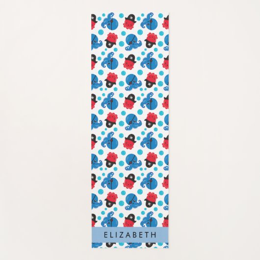 Piraat Octopus, Octopus Patroon, Zee, Jouw naam Yogamat (Voorkant)