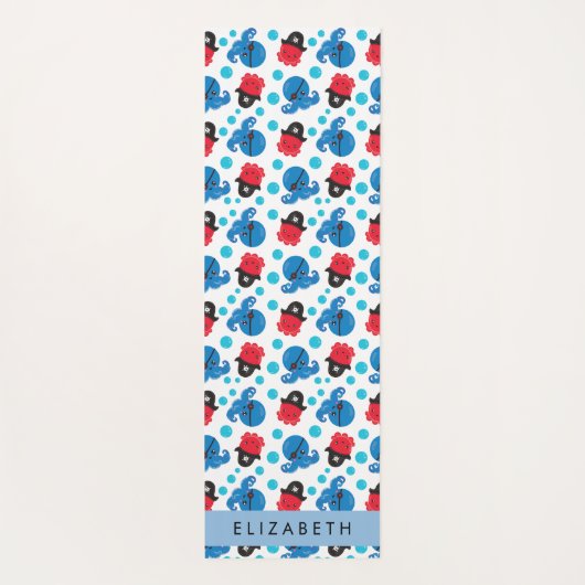 Piraat Octopus, Octopus Patroon, Zee, Jouw naam Yogamat (Achterkant)