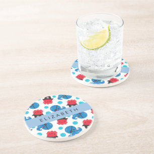 Piraat Octopus, Octopus Patroon, Zee, Jouw naam Zandsteen Onderzetter