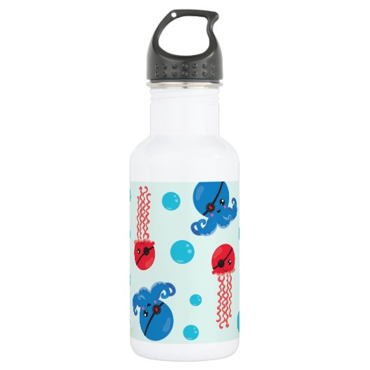 Piraat Octopus, Piraat Kwallen, Zee Dieren Waterfles (Voorkant)
