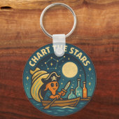 Piraat Octopus Sterren in Kaart Brengen Sleutelhanger (Voorkant)