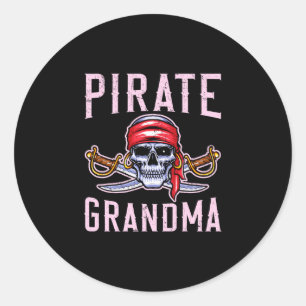 Piraat oma grootmoeder pirate ronde sticker