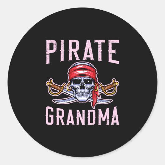 Piraat oma grootmoeder pirate ronde sticker (Voorkant)