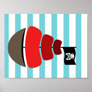 Piraat ontwerp met gestreepte achtergrond poster