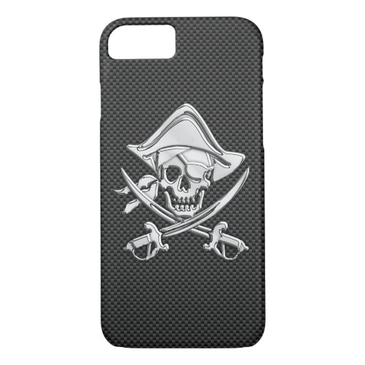 Piraat op Black Carbon Fiber Style Case-Mate iPhone Case (Achterkant)