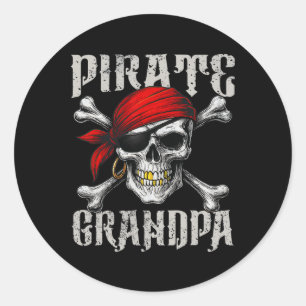 Piraat Opa Jolly Roger Vlag en Skull Crossbon Ronde Sticker