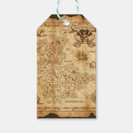 Piraat Oude Vintage Schatkaart Verjaardagsfeestje Cadeaulabel