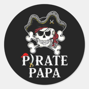 Piraat Papa Kostuum Jolly Roger Kruisbeenderen Gra Ronde Sticker
