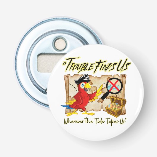 Piraat papegaai citaat button flesopener (Voorkant)