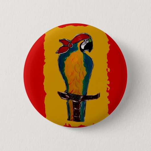 Piraat Papegaai Ronde Button 5,7 Cm (Voorkant)