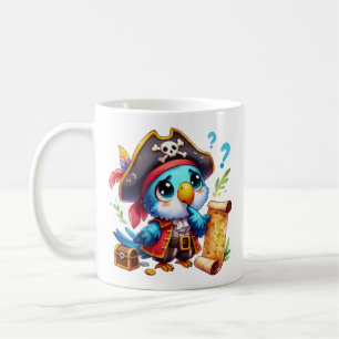 Piraat Papegaai Schattig Avontuur Kunst Koffiemok