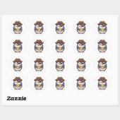 Piraat Pinguïn Ronde Sticker (Vel)